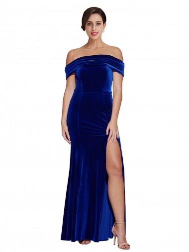 Sleeveless Off the Shoulder Stretch Velvet Mermaid Formal Evening Gown / Prom Dress / Bridesmaid Dress Brisbane