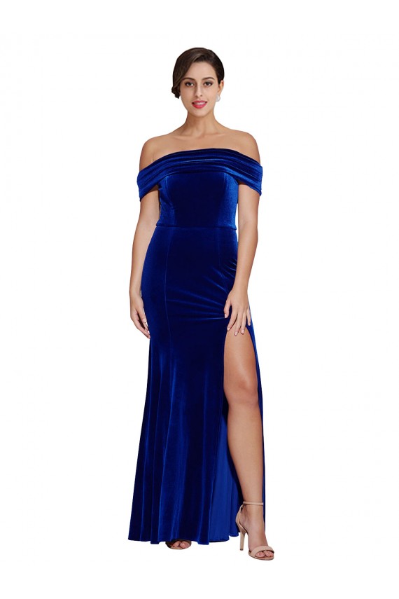 Sleeveless Off the Shoulder Stretch Velvet Mermaid Formal Evening Gown / Prom Dress / Bridesmaid Dress Brisbane