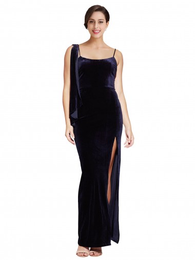 Sleeveless Spaghetti Straps Low Back Stretch Velvet Sheath Formal Evening Gown / Prom Dress / Bridesmaid Dress Brisbane
