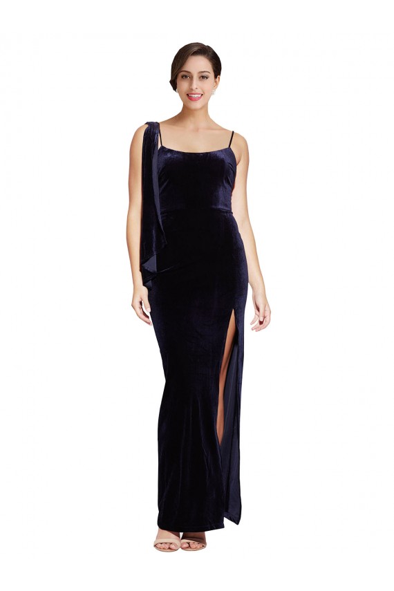Sleeveless Spaghetti Straps Low Back Stretch Velvet Sheath Formal Evening Gown / Prom Dress / Bridesmaid Dress Brisbane