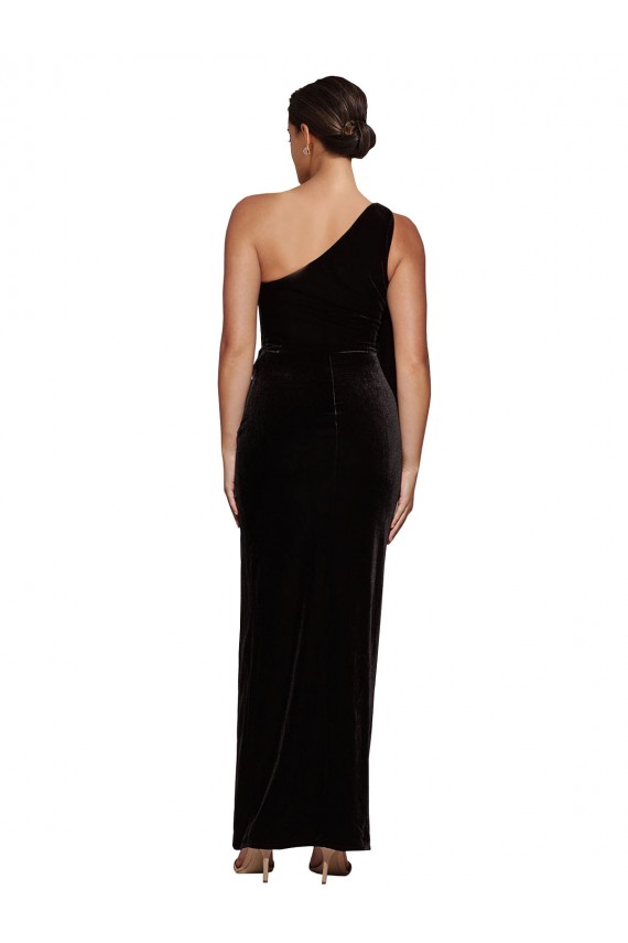 Sleeveless One Shoulder Stretch Velvet Sheath Formal Evening Gown / Prom Dress / Bridesmaid Dress Brisbane