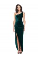 Sleeveless One Shoulder Low Back Stretch Velvet Sheath High Low Evening Gown / Prom Dress / Bridesmaid Dress Brisbane