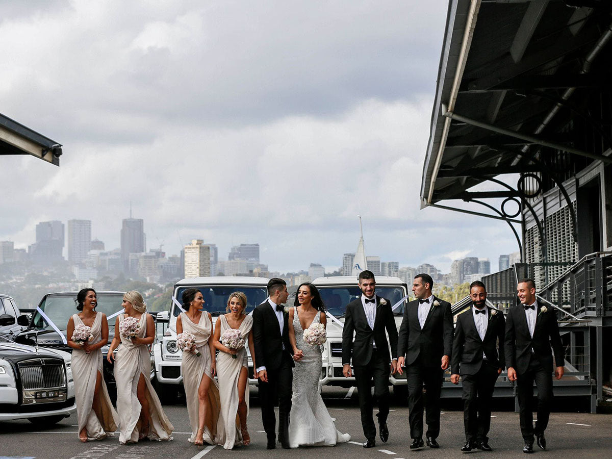Full Length Luxe Chiffon Long Champagne bridesmaid dresses Brisbane with Sexy High Slit and Front Ruffles